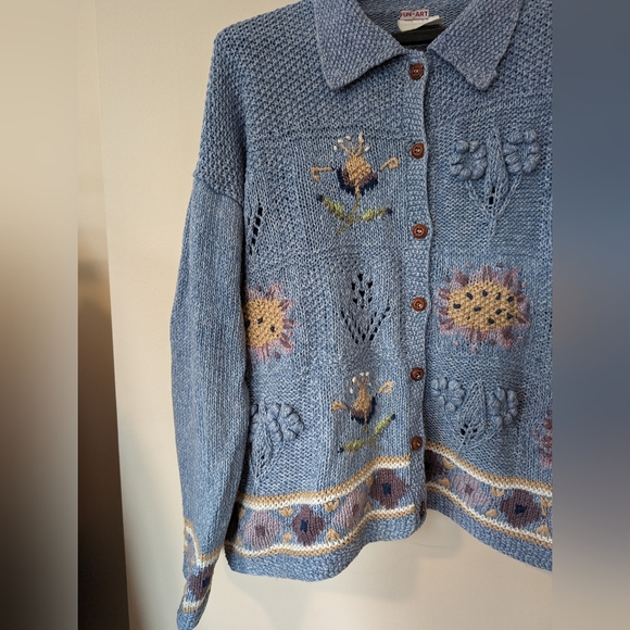 Fun-Art vintage, hand knitted sweater, oversized, size M, soft blend fabrics. - Picture 10 of 13